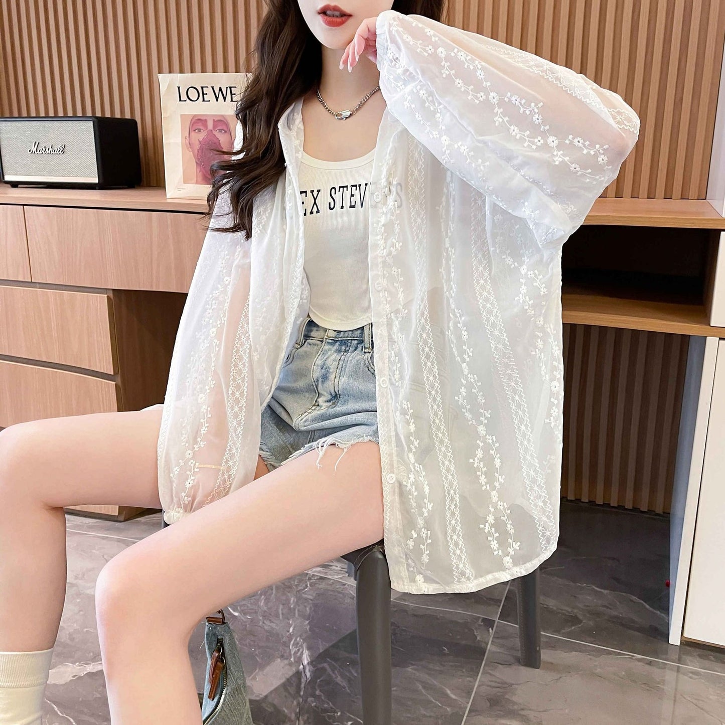 ジャケット 長袖 ゆったり 春夏 カジュアル 大きいサイズ 春 夏 ミモレ フード ポリエステル