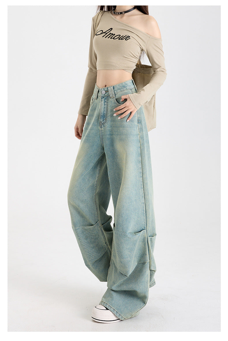 レディース パンツ ボトムス ワイドパンツ デニムパンツ ロング ワイド ストレート ファスナー ポケット ハイウエスト 大人可愛い シンプル カジュアル おしゃれ かっこいい こなれ感 ラフ 個性的 主役級 存在感 無地 春 夏 秋 冬 ママ 通勤 デート お出かけ 旅行 公園 合コン 重ね着 韓国 オルチャン 体型カバー 美脚 脚長 普段使い 着回し レイヤード インスタ映え XS S M L XL 2XL 小さいサイズ 大きいサイズ ゆったり ゆる 水色 ブルー