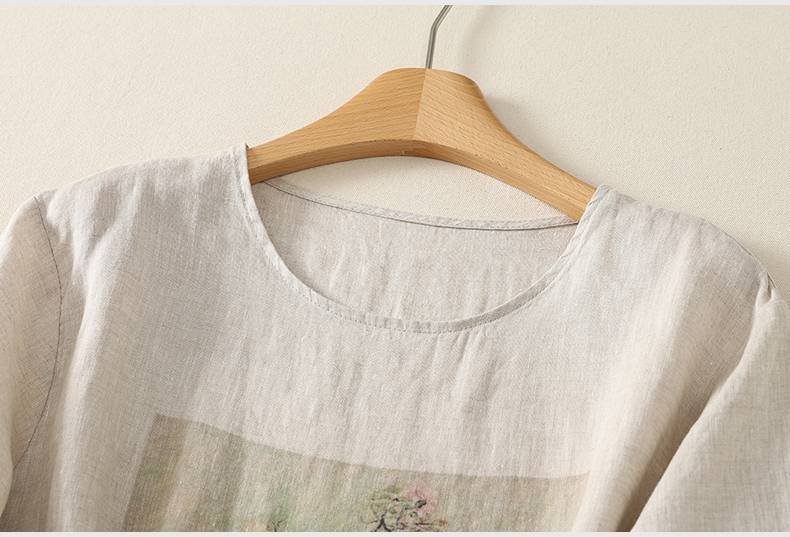 レディース トップス Tシャツ ニット 半袖 プリント コットン 綿 リネン 春夏 きれいめ 通勤 デニム 春 夏 シャツ プルオーバー 丸首