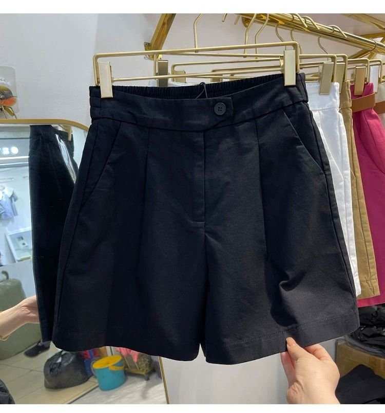 レディース パンツ ゆったり ワイド コットン 綿 夏 きれいめ 通勤 大きいサイズ ショート ショートパンツ 上品 薄手 切り替えデザイン