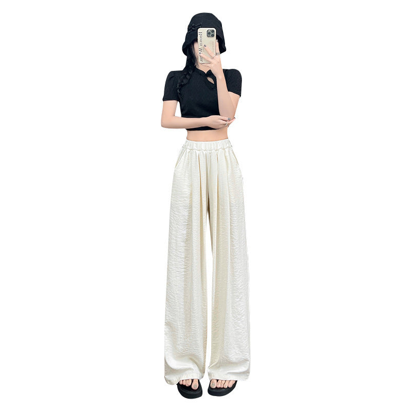 レディース パンツ ボトムス ストレートパンツ ワイドパンツ 丈長 ワイド ドレープ ポケット ハイウエスト ウエストゴム かわいい 大人可愛い シンプル カジュアル おしゃれ こなれ感 ラフ ルーズ 抜け感 ベーシック ナチュラル 無地 春 夏 ママ 学生 学校 通学 お出かけ 旅行 公園 女子会 休日 ショッピング カフェ 楽ちん 体型カバー 脚長 普段使い 着回し M L XL 黒 ブラック オフホワイト カーキ ピンク 水色 ライトブルー 春カラー