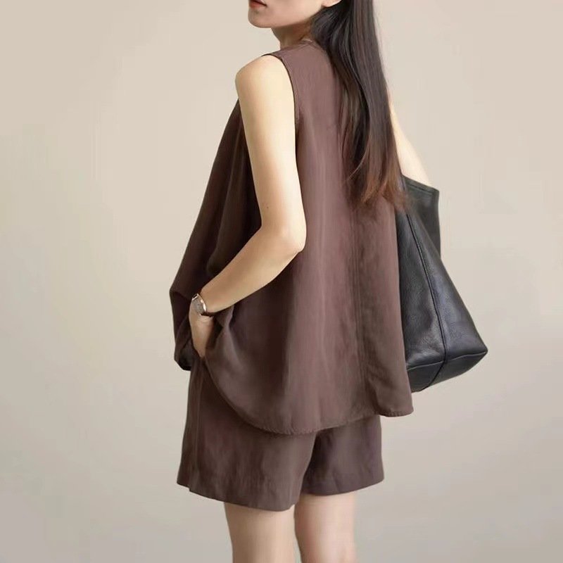 レディース Tシャツ パンツ 無地 ゆったり コットン 綿 麻 春夏 きれいめ 通勤 春 ショート 夏 ショートパンツ シンプル シャツ 切り替えデザイン タンクトップ セットアップ 都会的