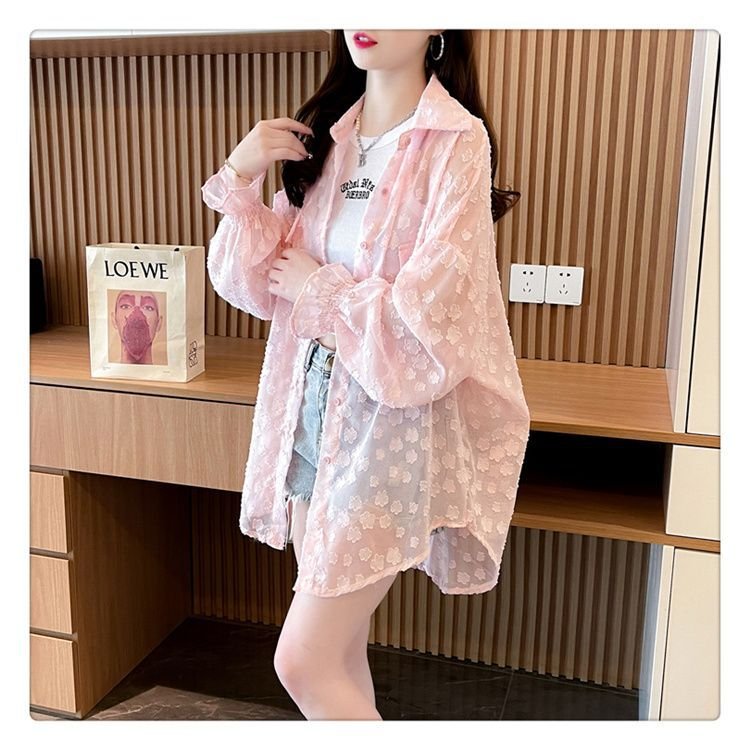 シャツ コート ジャケット 長袖 ゆったり 春夏 カジュアル 通勤 前開き 春 夏 ミモレ 薄手 ポリエステル UVカット