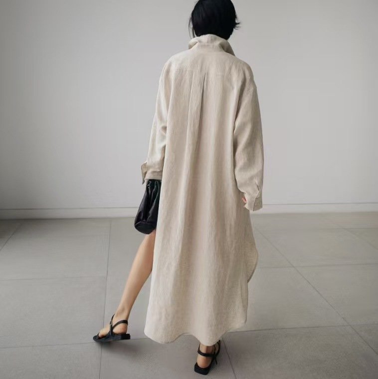 ドレス 長袖 無地 春夏 カジュアル きれいめ 春 夏 膝上 シンプル 秋 ミモレ ロング 上品 スリット ハイウエスト シック