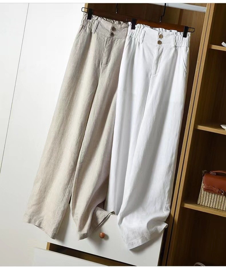 レディース パンツ 花柄 無地 ワイド コットン 綿 麻 春夏 カジュアル 春 夏 シンプル 上品 リボン ワイドパンツ ウエストリボン 薄手 ハイウエスト