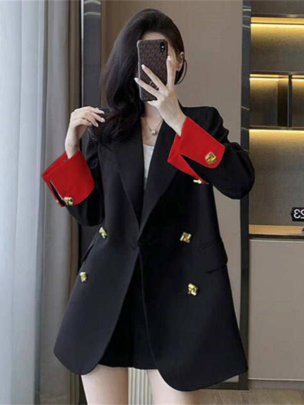 レディース ジャケット 長袖 無地 ゆったり 春夏 カジュアル 春 夏 秋 シンプル 切り替えデザイン スーツ アウター ポリエステル 配色