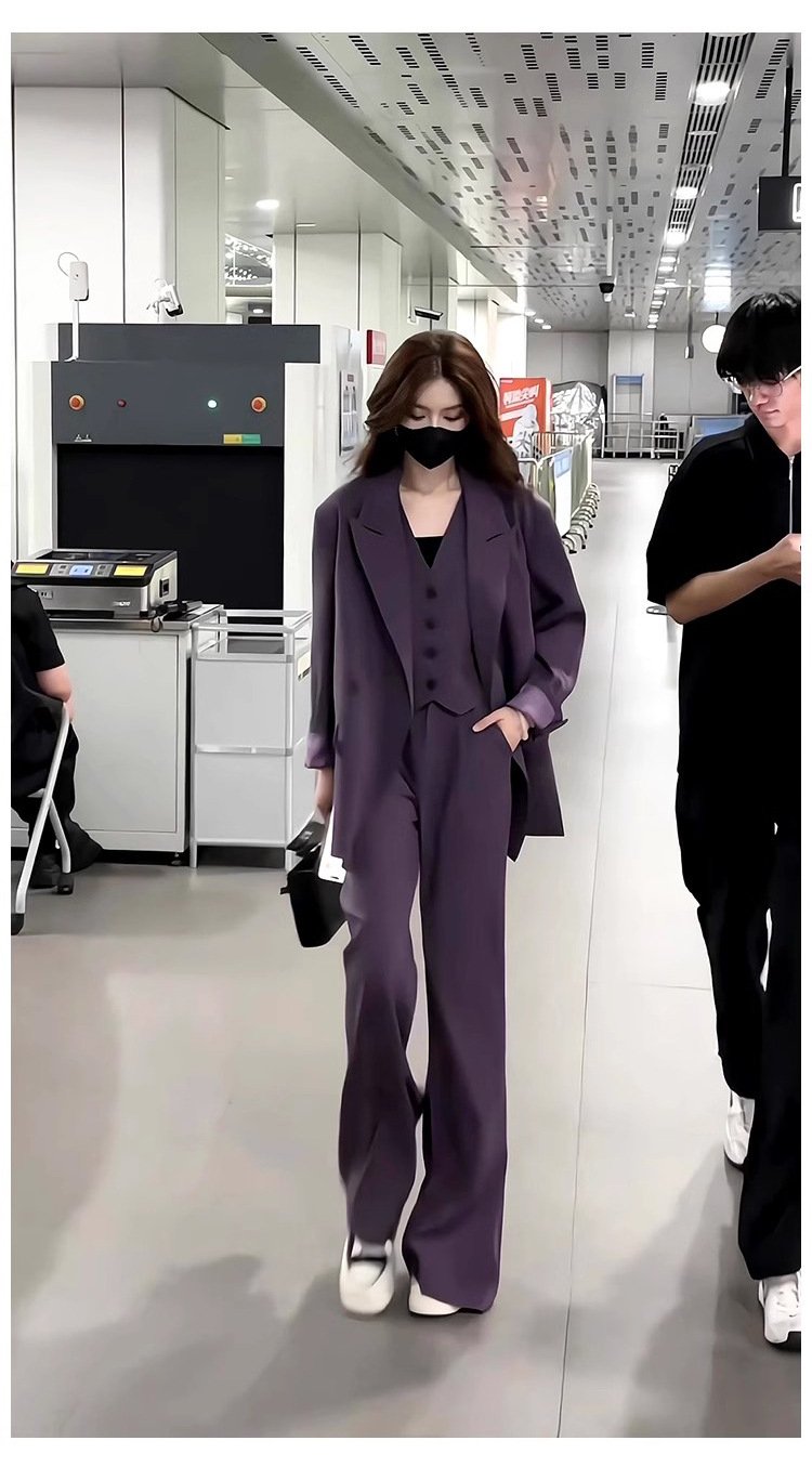レディース パンツ ジャケット 長袖 無地 春夏 きれいめ 通勤 オフィス 春 フレア 夏 秋 シンプル 紫 ロング 切り替えデザイン セットアップ
