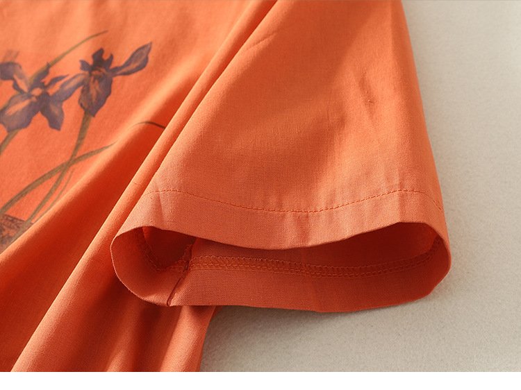 Tシャツ 半袖 プリント スリム コットン 綿 リネン 春夏 カジュアル きれいめ 通勤 春 夏 ラウンドネック シャツ 都会的 レギュラー ポリエステル