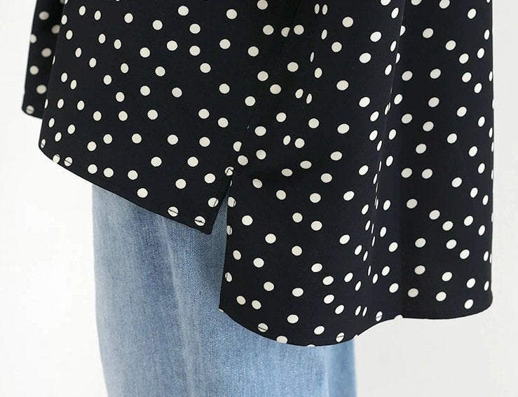 レディース ブラウス シャツ トップス 半袖 ゆったり 春夏 きれいめ 通勤 オフィス 前開き Vネック 春 夏 上品 シフォン 水玉 シフォンブラウス ポリエステル ドット