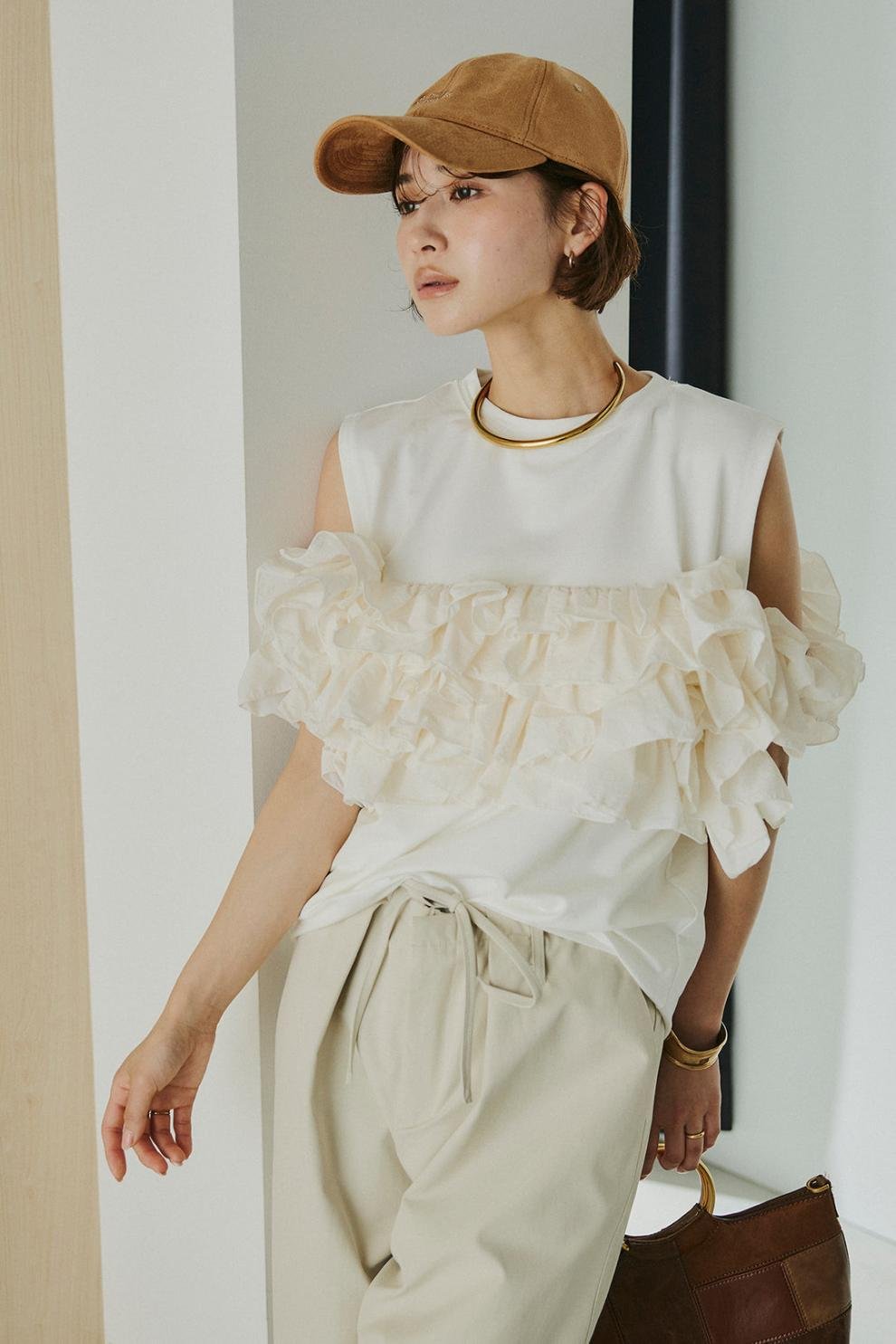 レディース トップス Tシャツ ノースリーブ 無地 コットン 綿 春夏 袖なし 春 夏 シンプル 刺繍 シャツ 切り替えデザイン