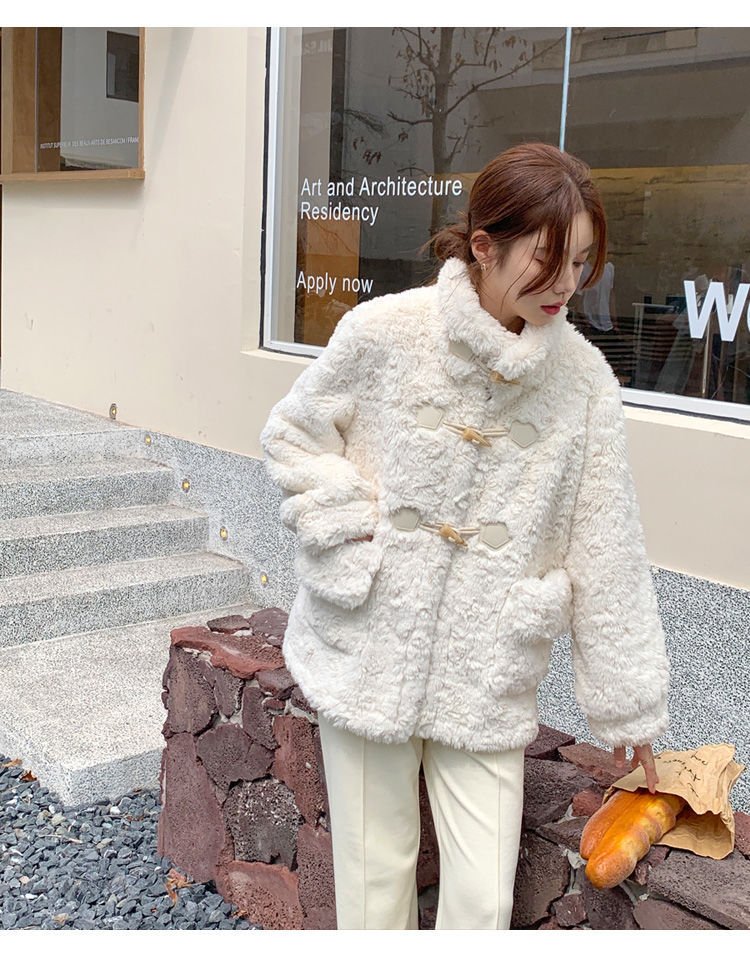 レディース コート 長袖 ゆったり 秋冬 秋 膝丈 冬 おしゃれ ファー フェイクファー ウール スタンドカラー ボタン