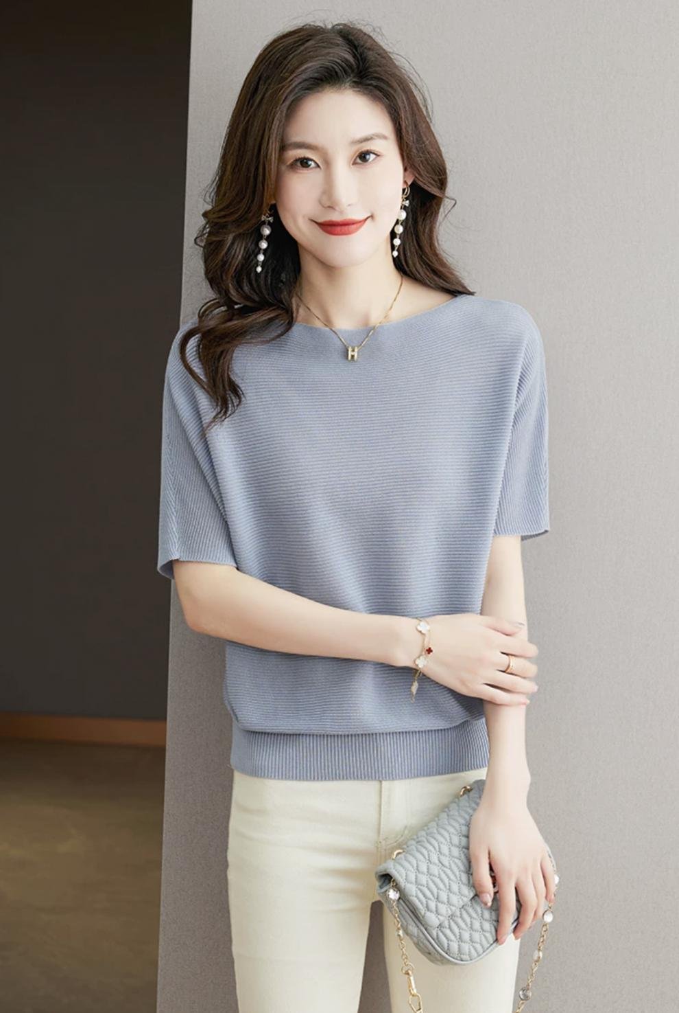レディース トップス ニット スカート 無地 ゆったり 春夏 きれいめ 通勤 オフィス 春 ショート 夏 ラウンドネック 薄手 オフショルダー プルオーバー