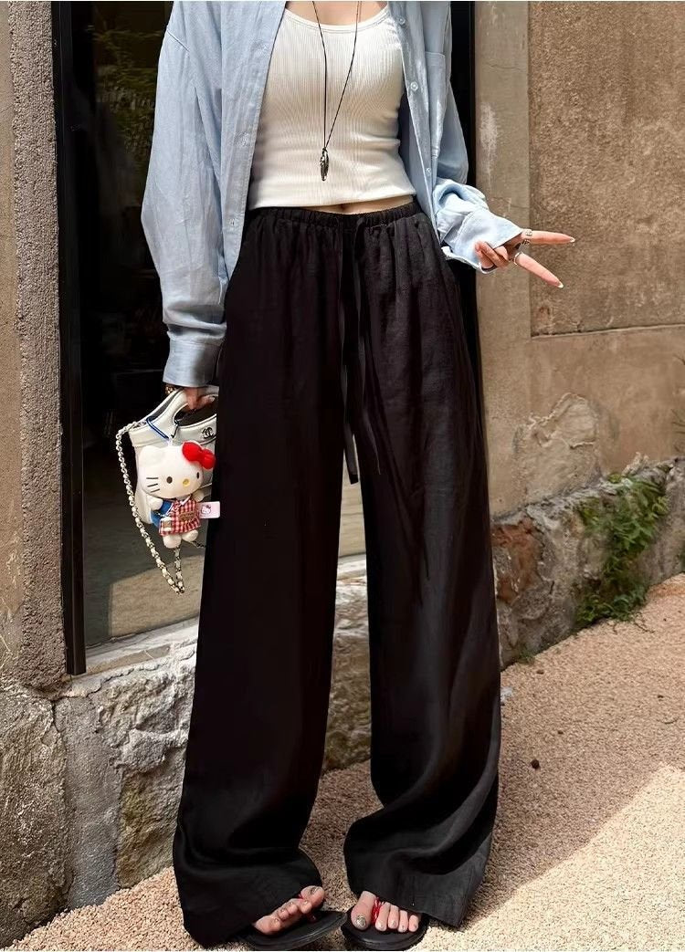 レディース パンツ コットン 綿 リネン 夏 秋冬 カジュアル 白 秋 冬 ロング ロングパンツ 麻