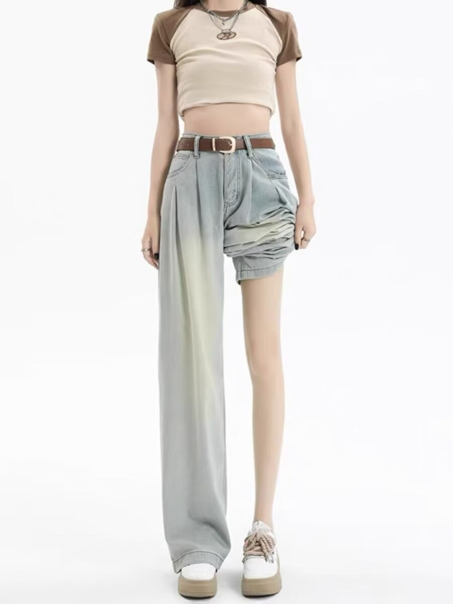 レディース パンツ ボトムス デニム  Gパン ストレートパンツ ロングパンツ デニムパンツ ロング ストリート ポケット ハイウエスト アメカジ タック ブルーデニム かわいい 大人可愛い きれいめ シンプル カジュアル 上品 おしゃれ こなれ感 ボーイッシュ メンズライク 抜け感 ベーシック アメリカン 無地 春 夏 秋 学生 学校 通学 お出かけ 休日 高原 ガーデン ショッピング カフェ 脚長 普段使い 着回し 定番 XS S M L XL 2XL 小さいサイズ 大きいサイズ ゆったり ブルー