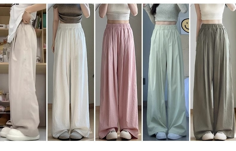 レディース パンツ ボトムス ロングパンツ ワイドパンツ ロング ワイド ストレート Iライン 裾ワイド ポケット ハイウエスト ウエストゴム 薄手 大人可愛い おしゃれ かっこいい こなれ感 ラフ 個性的 主役級 存在感 無地 春 夏 秋 冬 オールシーズン ママ ビジネス デート お出かけ お泊まり 旅行 ジム 公園 女子会 韓国 オルチャン 楽ちん 体型カバー 普段使い インスタ映え S M L XL 大きいサイズ ゆったり ゆる 黒 ブラック グレー ワインレッド