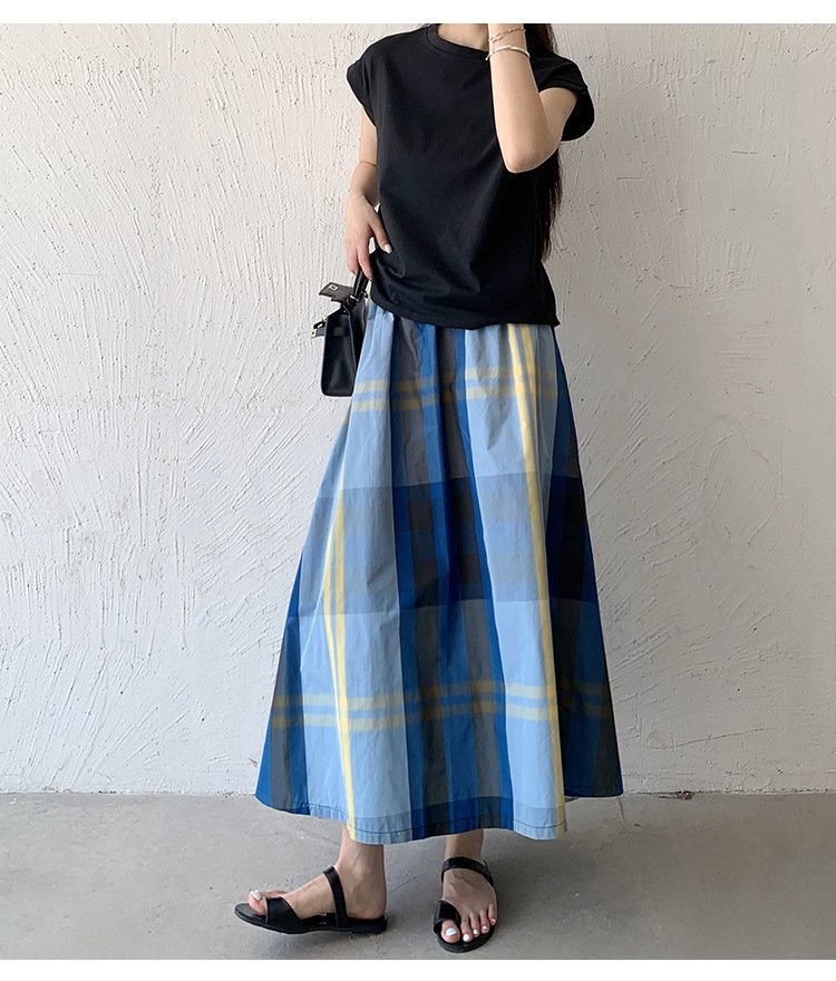 スカート チェック柄 春夏 カジュアル きれいめ 春 夏 ミモレ 上品 Aライン ポリエステル