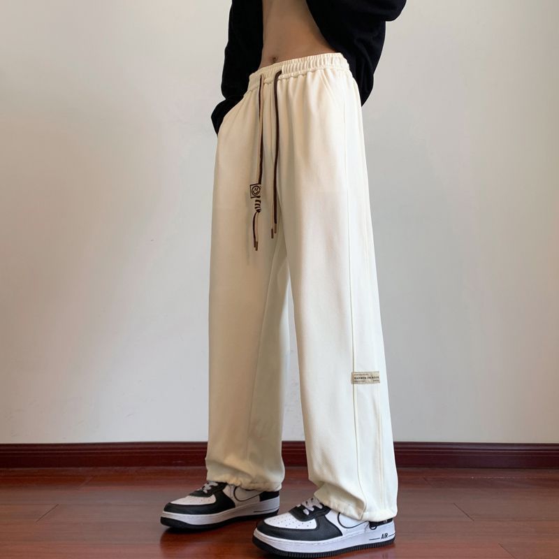 パンツ 無地 ワイド 春夏 カジュアル 春 夏 秋 シンプル 冬 ストレートパンツ ロング ストレート ワッフル ポリエステル 秋冬