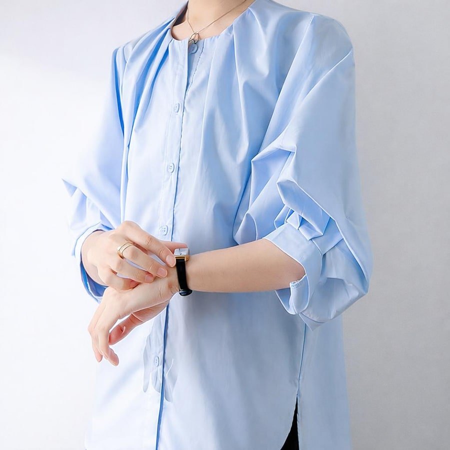 レディース シャツ ジャケット ゆったり 夏 レトロ 体型カバー 春夏 前開き ラウンドネック ポリエステル