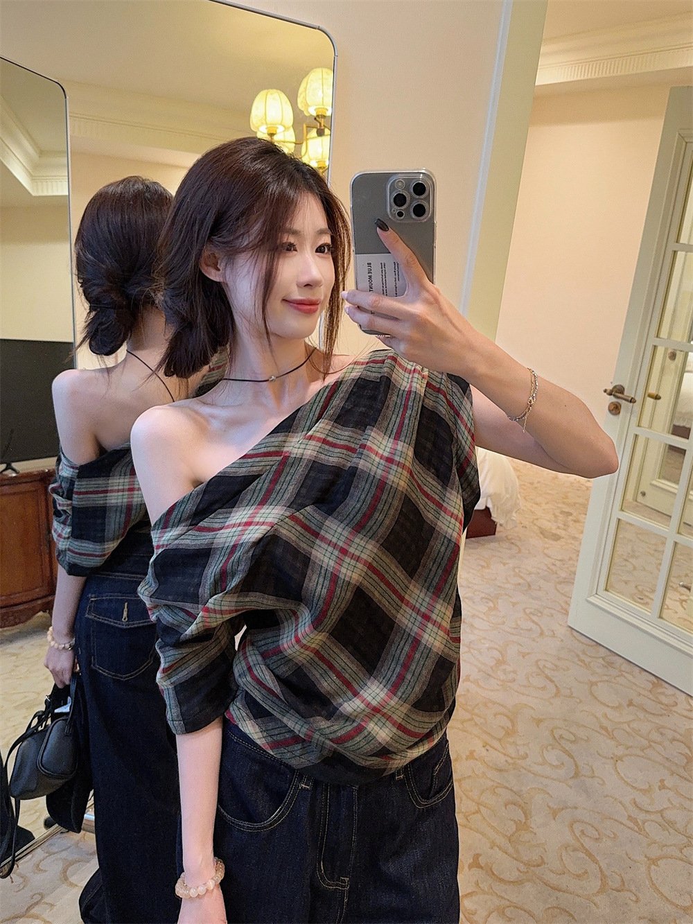 トップス Tシャツ 半袖 ボーダー ストライプ チェック柄 春夏 きれいめ 春 夏 上品 シャツ ストレッチ
