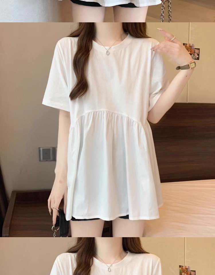 レディース Tシャツ 半袖 無地 ゆったり 春夏 カジュアル 大きいサイズ 春 夏 ラウンドネック シンプル 黒 シャツ ポリエステル