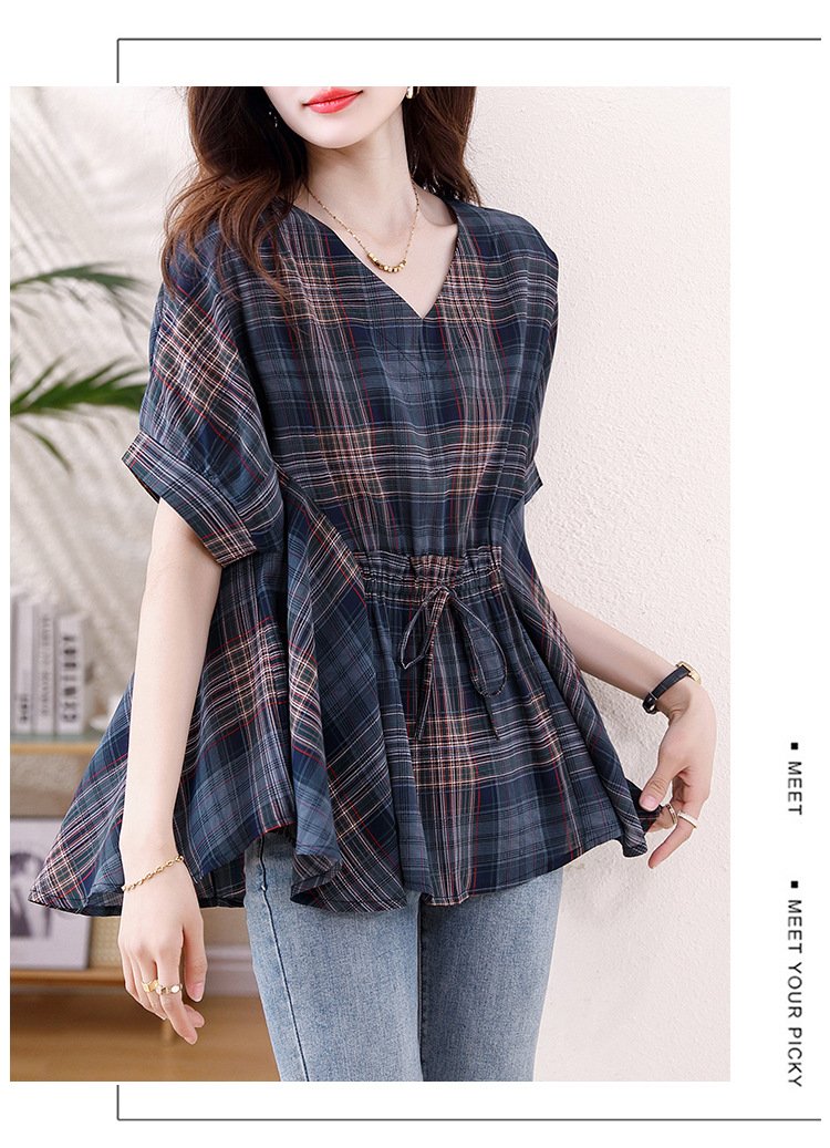 レディース シャツ 半袖 ゆったり 夏 秋冬 カジュアル 体型カバー 大きいサイズ 春夏 前開き 秋 レース 冬 シフォン 切り替えデザイン レースアップ ポリエステル