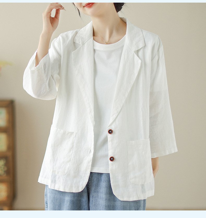レディース ジャケット ゆったり コットン 綿 リネン 春夏 きれいめ レトロ 通勤 オフィス 体型カバー 春 ショート 夏 レザー レギュラー ボタン