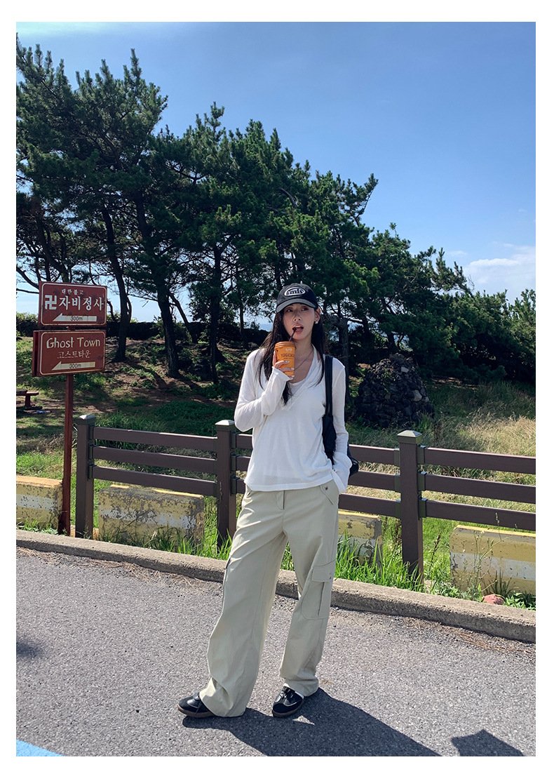 レディース パンツ 無地 ワイド コットン 綿 秋冬 秋 カジュアル シンプル 冬 ロング ワイドパンツ ポケット ハイウエスト