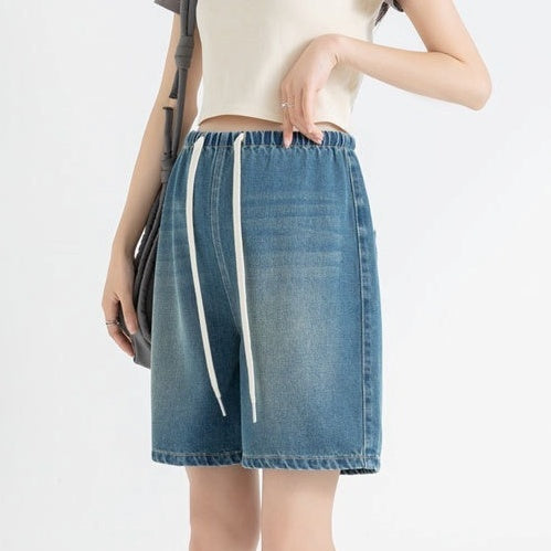 ボトムス ズボン パンツ デニムパンツ ハーフパンツ ウエストゴム ハイウエスト デニム かわいい 可愛い 大人可愛い きれいめ シンプル レトロ おしゃれ かっこいい カジュアル ラフ こなれ感 個性的 主役級 存在感 抜け感 オールシーズン ベーシック ナチュラル メンズライク 無地 女性用 レディース ママ マタニティ OL 通勤 デート お出かけ 旅行 休日 ランチ カフェ ショッピング コンパ 普段使い デイリー 着回し 脚長 美脚 M L XL 2XL トレンド モテ ゆったり 楽ちん