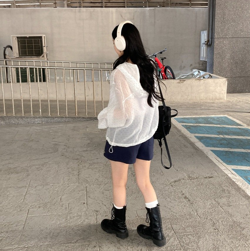 レディース ジャケット パーカー 長袖 ドット柄 ゆったり 春夏 春 夏 薄手 UVカット ドット