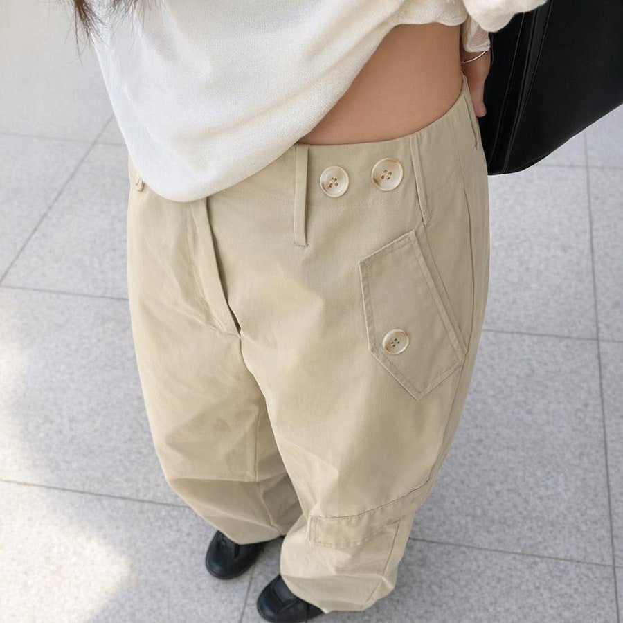 レディース パンツ 無地 ワイド コットン 綿 秋冬 秋 カジュアル シンプル 冬 ロング ワイドパンツ ポケット ハイウエスト