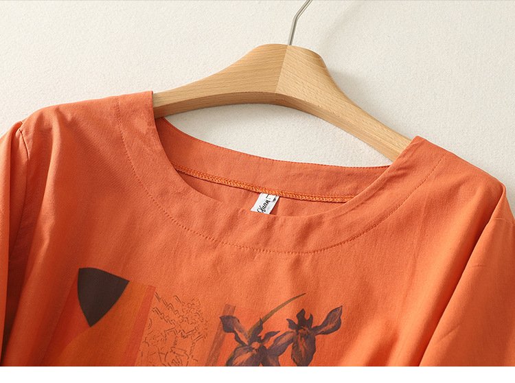 Tシャツ 半袖 プリント スリム コットン 綿 リネン 春夏 カジュアル きれいめ 通勤 春 夏 ラウンドネック シャツ 都会的 レギュラー ポリエステル