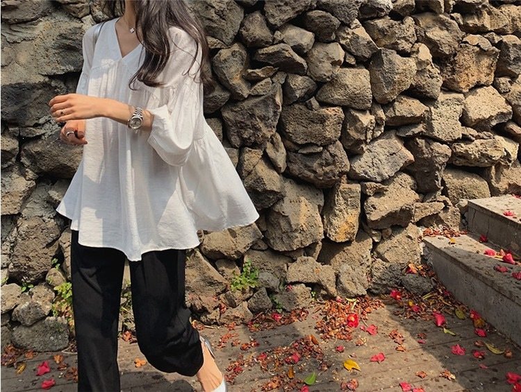 シャツ ノースリーブ ゆったり 春夏 きれいめ 韓国風 前開き 袖なし Vネック 春 夏 上品 バルーン インナー