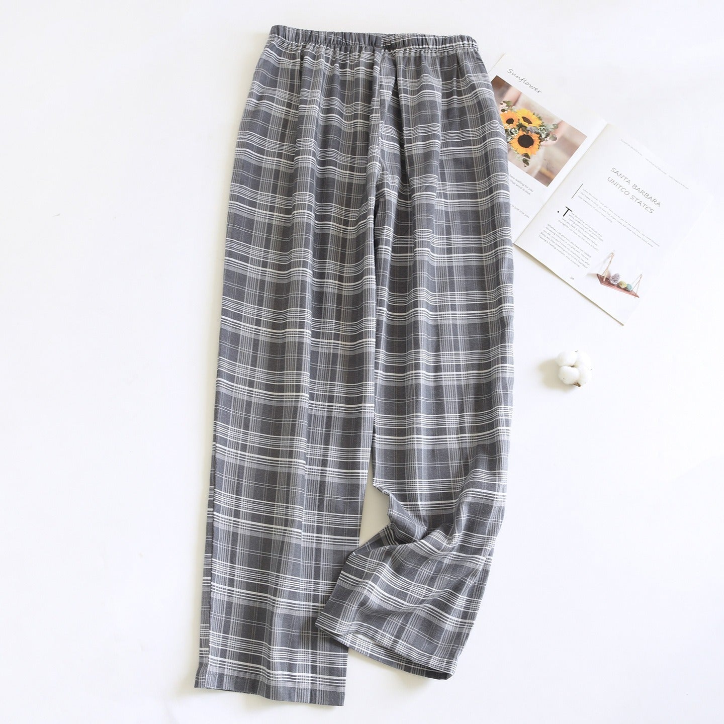メンズ パンツ ボトムス ルームウェア パジャマ 部屋着 寝巻き ストレートパンツ ロングパンツ ロング ウエストリボン ポケット ハイウエスト ウエストゴム シンプル カジュアル おしゃれ レトロ こなれ感 ラフ 抜け感 ベーシック チェック 春 夏 秋 ロングシーズン お泊まり 休日 お家時間 普段使い 着回し 定番 L XL 2XL 大きいサイズ ゆったり ブラウン グレー