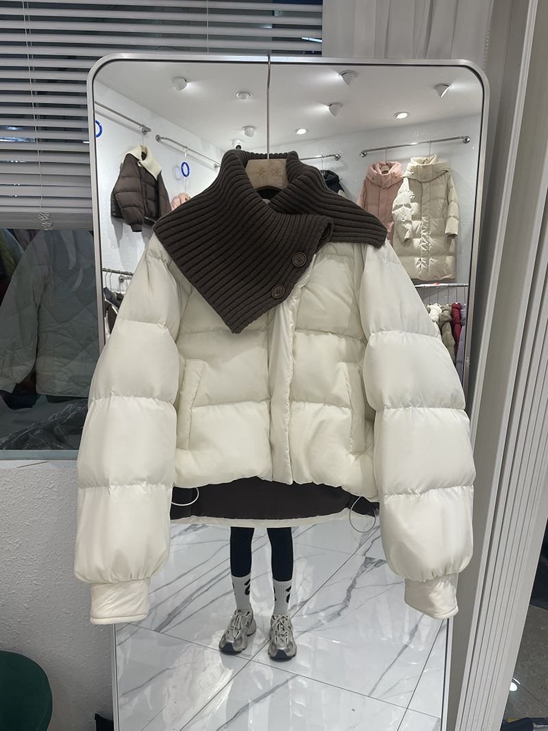 レディース ジャケット 長袖 無地 ゆったり コットン 綿 冬 カジュアル ショート ホワイト ブラック ブラウン 厚手 オフホワイト アウター ポリエステル