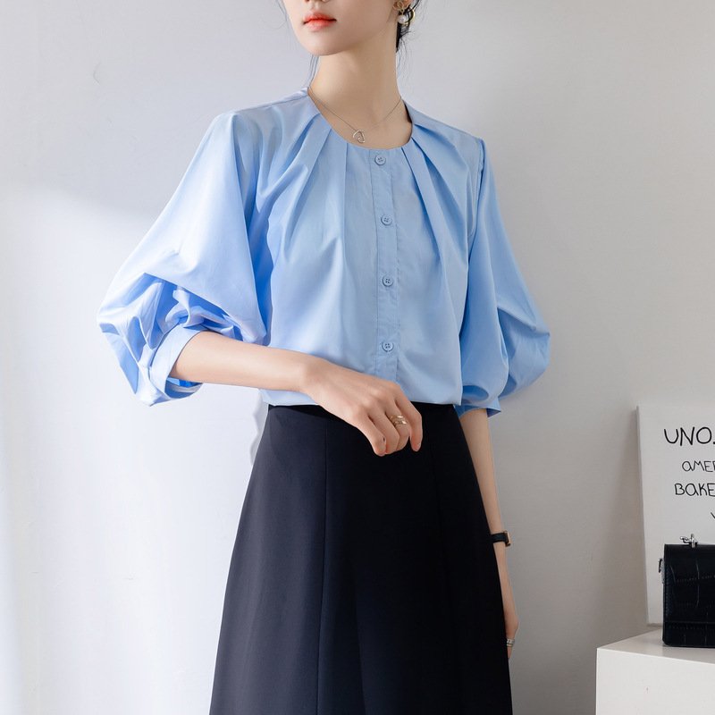 レディース シャツ ジャケット ゆったり 夏 レトロ 体型カバー 春夏 前開き ラウンドネック ポリエステル