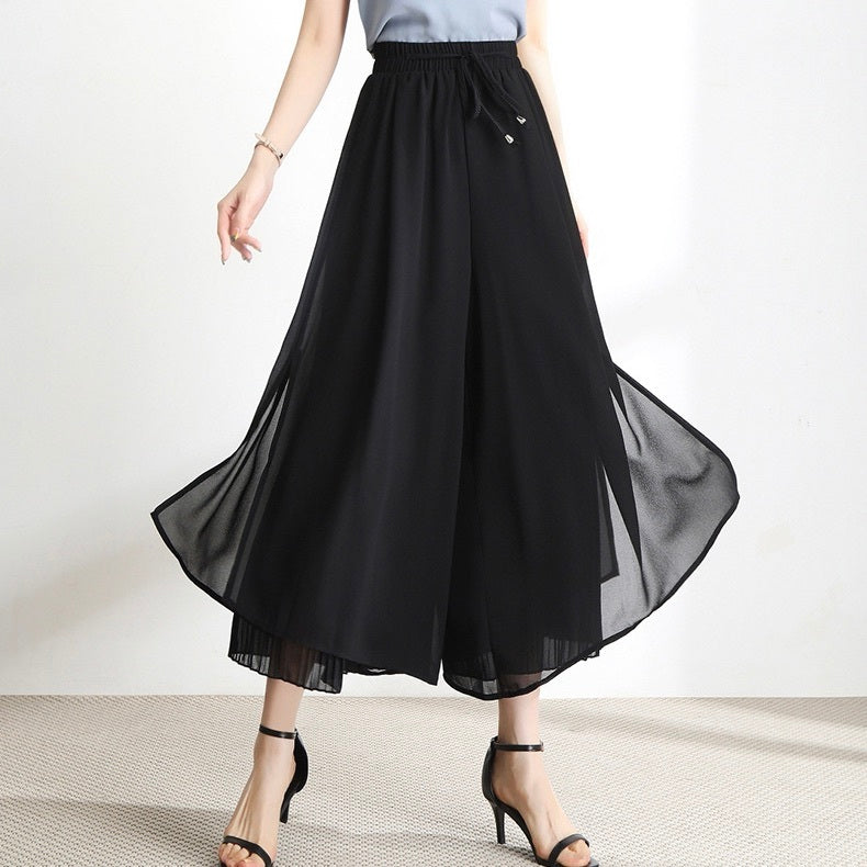 レディース パンツ ボトムス ロングパンツ ワイドパンツ 9分丈 アンクル丈 ワイド フレア フェミニン プリーツ シフォン スリット サイドスリット ハイウエスト ドロスト かわいい 大人可愛い きれいめ シンプル 上品 おしゃれ ラフ ガーリー 抜け感 ラブリー キュート 無地 春 夏 デート お出かけ 休日 楽ちん 体型カバー 美脚 脚長 インスタ映え S M L XL 2XL 3XL 4XL 5XL 小さいサイズ 大きいサイズ ビッグ ゆったり ゆる 白 ホワイト 黒 ブラック 水色 ライトブルー