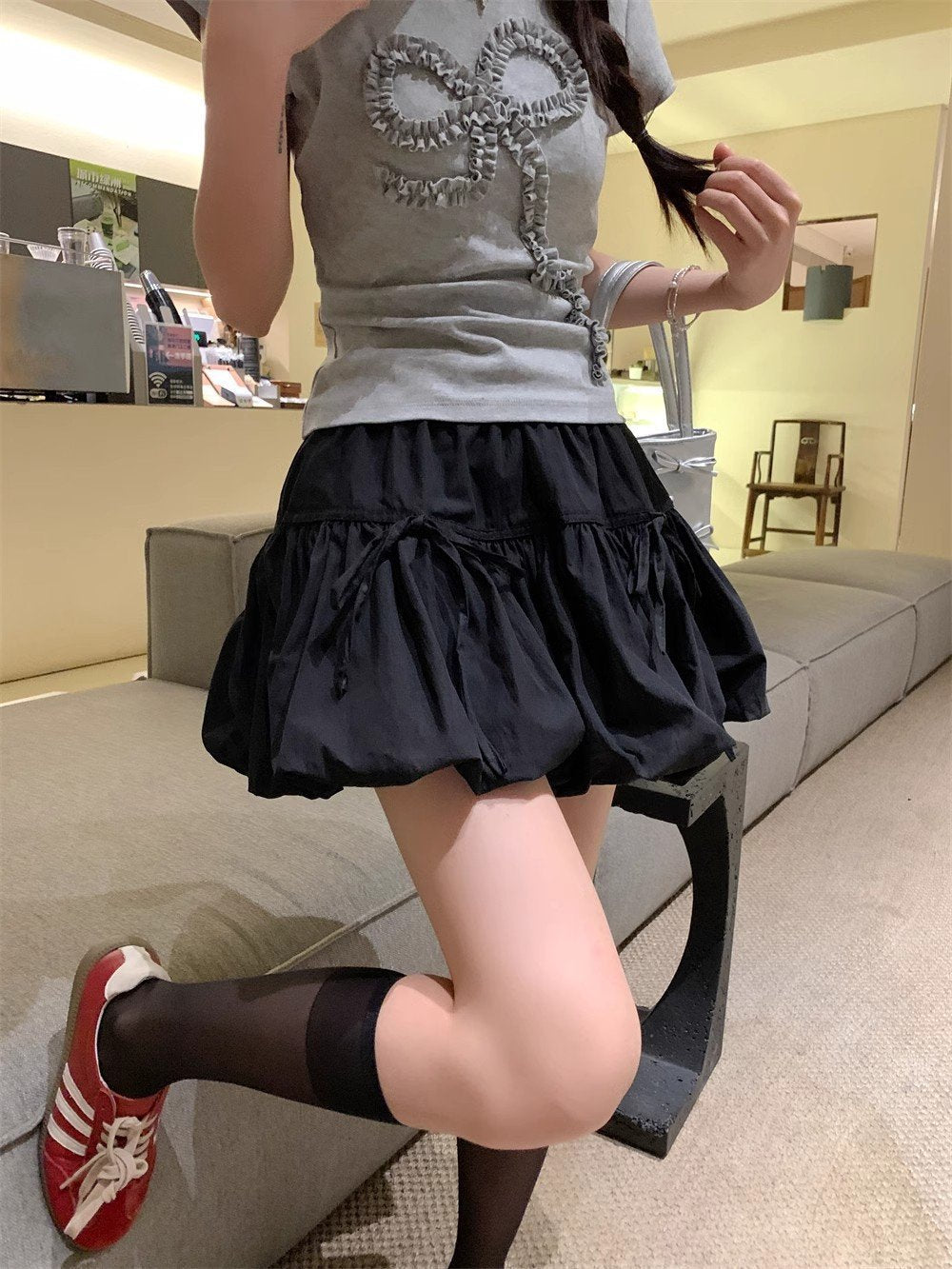 レディース スカート 無地 春夏 きれいめ ミニ 春 夏 タイト シンプル 上品 リボン 切り替えデザイン ハイウエスト タイトスカート フェミニン タイ ポリエステル