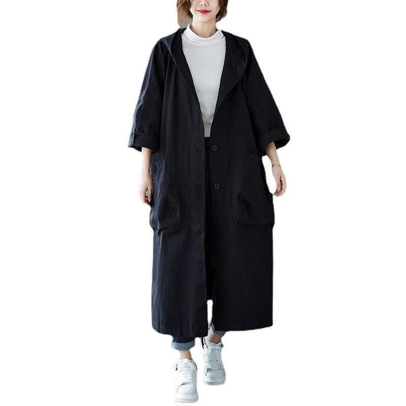 レディース コート 上着 羽織 前開き ロングコート 長袖 Vネック フード ストレート Iライン ポケット 2way ボタン 薄手 大人可愛い きれいめ シンプル 上品 おしゃれ こなれ感 ラフ 個性的 エレガント 主役級 存在感 抜け感 都会的 無地 春 秋 ロングシーズン ママ デート お出かけ 旅行 公園 女子会 韓国 オルチャン 楽ちん 暖かい 防寒 体型カバー 普段使い 着回し モテ トレンド 流行 インスタ映え ゆったり ゆる フリーサイズ 黒 ブラック カーキ