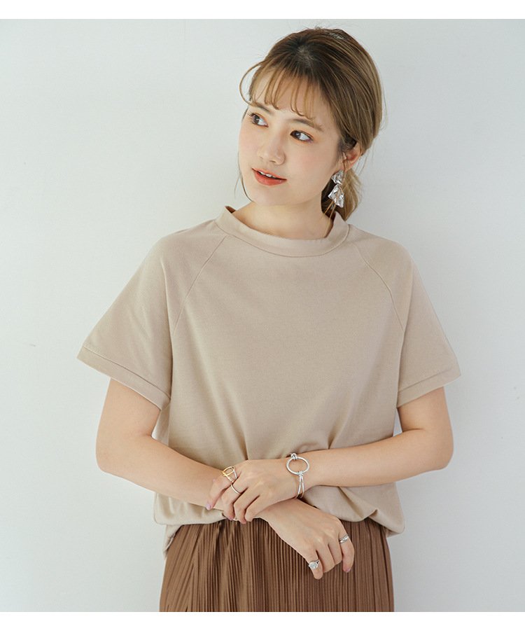 レディース Tシャツ 半袖 ボーダー ストライプ ゆったり コットン 綿 春夏 カジュアル 春 夏 ラウンドネック ハイネック シャツ ハーフ ラグラン