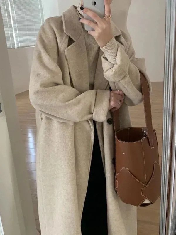 レディース コート ジャケット 長袖 ゆったり 秋冬 秋 きれいめ 通勤 体型カバー 冬 ロング ウール 切り替えデザイン ボタン ポリエステル