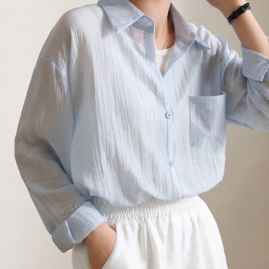 レディース シャツ トップス 長袖 無地 ゆったり 春夏 きれいめ 前開き 春 白 夏 シンプル 上品 レギュラー ポリエステル 白シャツ UVカット