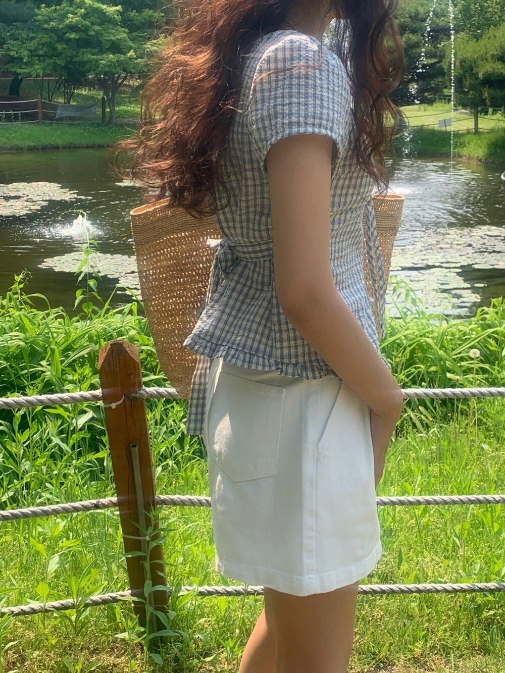 シャツ 半袖 チェック柄 春夏 前開き 春 夏 ラウンドネック フリル