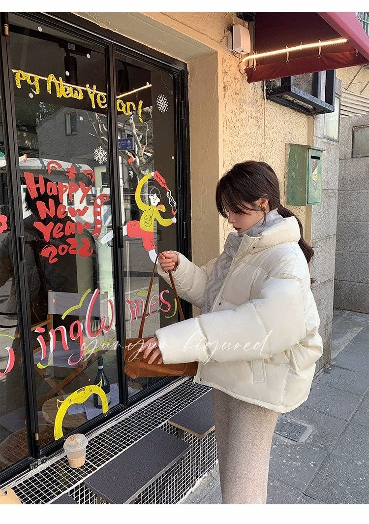 レディース コート ジャケット 長袖 ゆったり 冬 きれいめ 通勤 体型カバー ショート ホワイト ダウン おしゃれ 暖かい スタンドカラー レギュラー ポリエステル ダウンジャケット