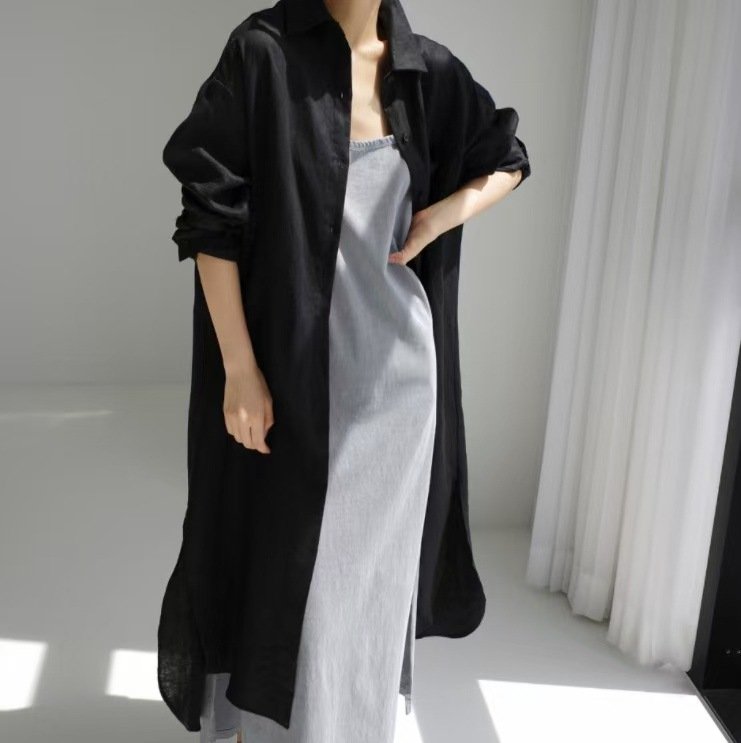 ドレス 長袖 無地 春夏 カジュアル きれいめ 春 夏 膝上 シンプル 秋 ミモレ ロング 上品 スリット ハイウエスト シック
