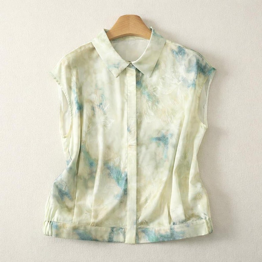 レディース ブラウス シャツ トップス 半袖 ゆったり 春夏 きれいめ 通勤 前開き 春 夏 シンプル 上品 サテン