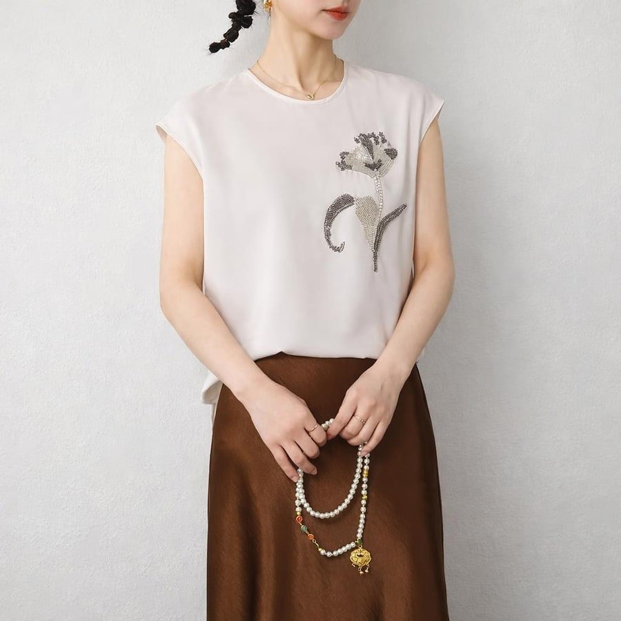 レディース シャツ トップス Tシャツ ノースリーブ ゆったり スリム 春夏 前開き 袖なし 春 夏 膝丈 ラウンドネック 切り替えデザイン ポリエステル レディースシャツ