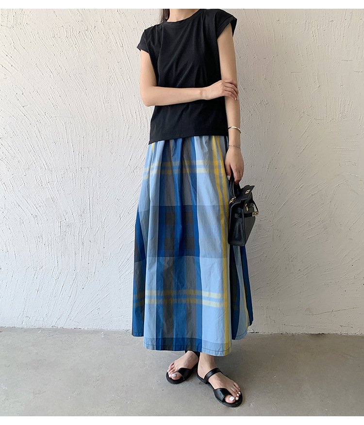 スカート チェック柄 春夏 カジュアル きれいめ 春 夏 ミモレ 上品 Aライン ポリエステル