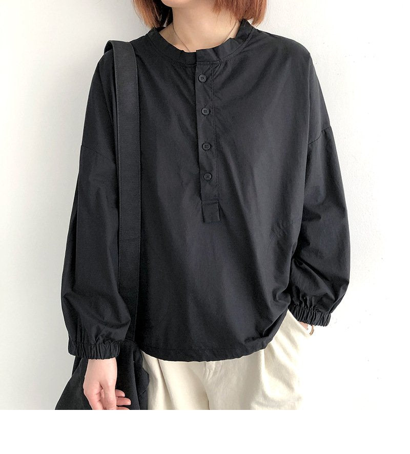 レディース シャツ トップス 長袖 無地 ゆったり カジュアル きれいめ 通勤 体型カバー おしゃれ 前開き ラウンドネック シンプル 切り替えデザイン プルオーバー レギュラー