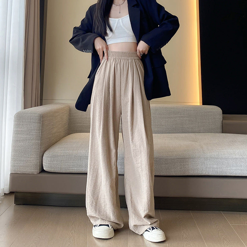 レディース パンツ ボトムス ストレートパンツ ワイドパンツ 丈長 ワイド ドレープ ポケット ハイウエスト ウエストゴム かわいい 大人可愛い シンプル カジュアル おしゃれ こなれ感 ラフ ルーズ 抜け感 ベーシック ナチュラル 無地 春 夏 ママ 学生 学校 通学 お出かけ 旅行 公園 女子会 休日 ショッピング カフェ 楽ちん 体型カバー 脚長 普段使い 着回し M L XL 黒 ブラック オフホワイト カーキ ピンク 水色 ライトブルー 春カラー