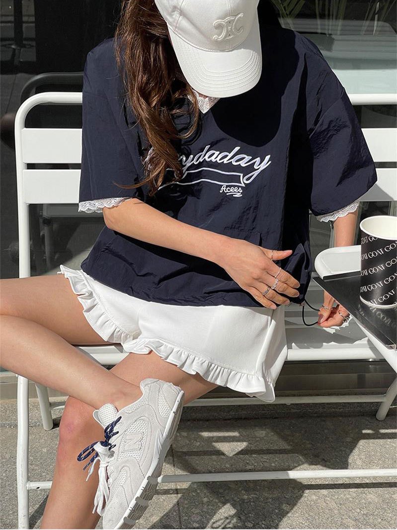 レディース シャツ Tシャツ 半袖 ゆったり 春夏 カジュアル 前開き Vネック 春 夏 膝丈 レース 速乾